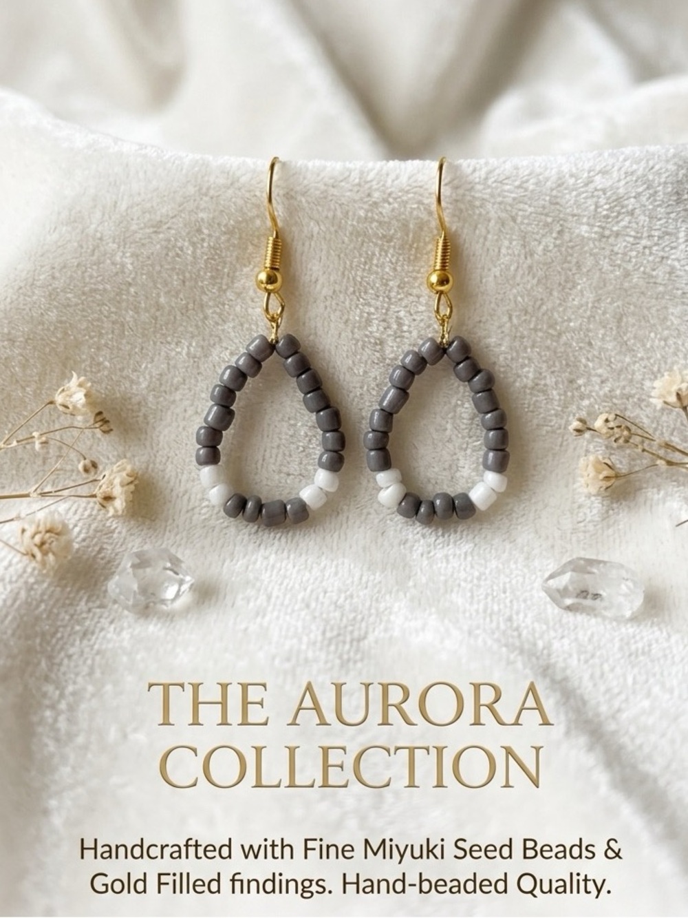 ❤️ Exquisite Gray & White Teardrop Bead Earrings